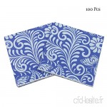 OYPA Serviettes imprimées en Papier Couleur  Serviettes en Papier à 2 épaisseurs avec Papillon et imprimé de Fleurs 33x33cm / 13x13 '' Bleu  100 pièces - B07VRVW6V3